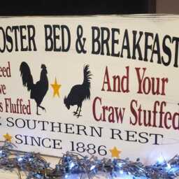 Rooster Farmhouse Sign Large Distressed Wood Wall Hanging Primitive Decor Olde Bed & Breakfast Fixer Upper - thumbnail 3