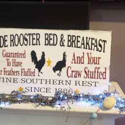 Rooster Farmhouse Sign Large Distressed Wood Wall Hanging Primitive Decor Olde Bed & Breakfast Fixer Upper - thumbnail 2