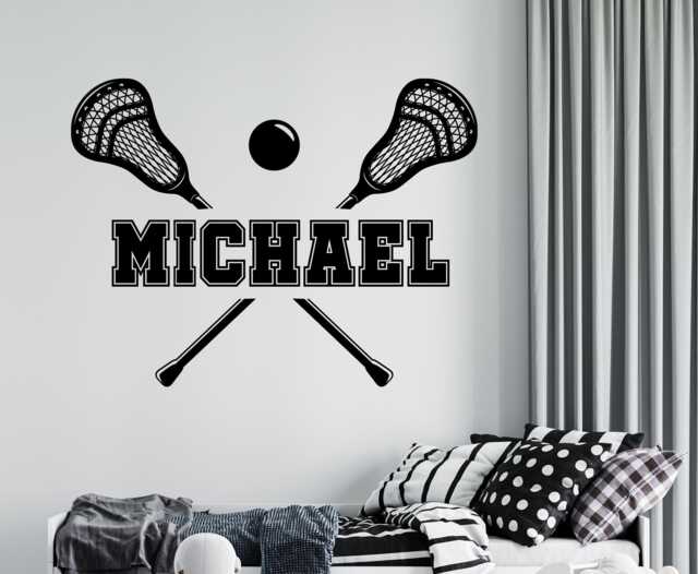 Custom Name Lacrosse Wall Decal Sticks Sticker 1013 - image 1