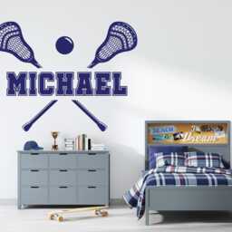Custom Name Lacrosse Wall Decal Sticks Sticker 1013 - thumbnail 2