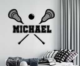 Custom Name Lacrosse Wall Decal Sticks Sticker 1013 - thumbnail 1