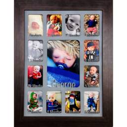 Newborn Baby 1st Year Personalised Photo Frame 1-12 Months - Dark Wood & White Insert - thumbnail 3