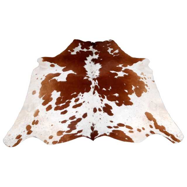 Large Brown & White Cowhide Rug Genuine Leather Accent - 59x61 Inches - image 1