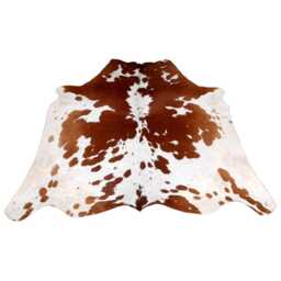 Large Brown & White Cowhide Rug Genuine Leather Accent - 59x61 Inches - thumbnail 1
