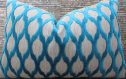 Designer Pillow Cover, Kh Raised Velvet Turquoise