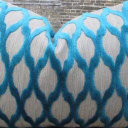 Designer Pillow Cover, Kh Raised Velvet Turquoise - thumbnail 4