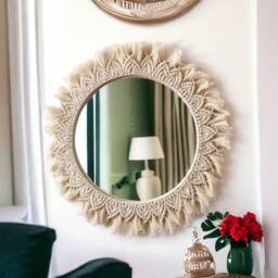 Large Macrame Mirror, Wall Hanging, Decor, Christmas Gift, Housewarming Nursery Boho Gift For Her - thumbnail 2