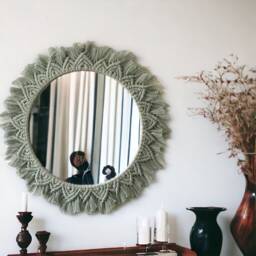 Large Macrame Mirror, Wall Hanging, Decor, Christmas Gift, Housewarming Nursery Boho Gift For Her - thumbnail 4