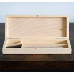 Wooden 3 Section Pencil Box - Crayon Brush Divider Storage Case 22 X 8.5 3.2 cm Unpainted Desk Organiser School Gift - thumbnail 2