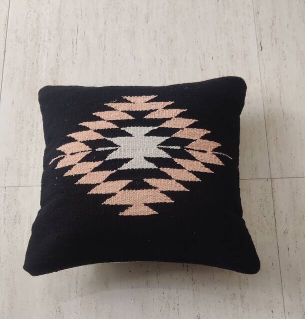 "Cotton Kilim Boho Hand Loom Woven Textured Cushion Cover 18""x18" - image 1