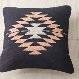 "Cotton Kilim Boho Hand Loom Woven Textured Cushion Cover 18""x18" - thumbnail 2
