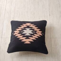 "Cotton Kilim Boho Hand Loom Woven Textured Cushion Cover 18""x18" - thumbnail 3