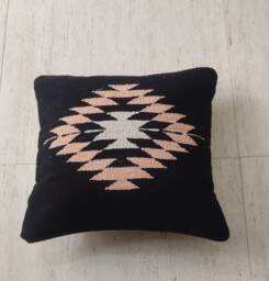 "Cotton Kilim Boho Hand Loom Woven Textured Cushion Cover 18""x18" - thumbnail 1