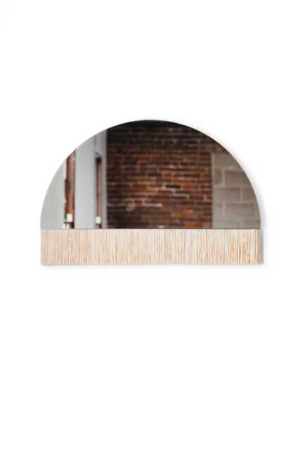"Half-Circle Fringe Mirror Boho Macrame Wall Decor-""Aria Solo Small" - image 1