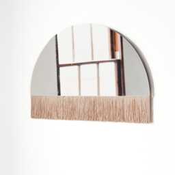 "Half-Circle Fringe Mirror Boho Macrame Wall Decor-""Aria Solo Small" - thumbnail 2