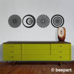 Op Art Wall Decal Set, Geometric Optical Illusion, Psychedelic Vinyl Sticker - thumbnail 1