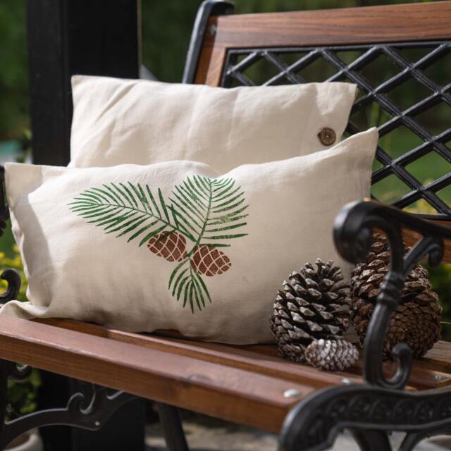 Decorative Pillowcase, Linen Cushion Cover, Handmade, Woodblock Print, Room Decor, Gift For Home , Christmas Decor Pillowcase - image 1