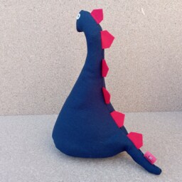 Dinosour Doorstop/Bookend - Navy Blue Canvas -Flat-Packed Doorstop For Home Filling -Fun -Monster -Kids Room -Nursery - thumbnail 3