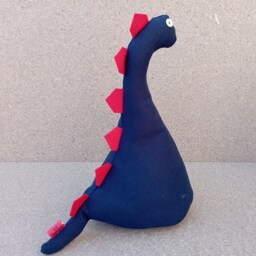 Dinosour Doorstop/Bookend - Navy Blue Canvas -Flat-Packed Doorstop For Home Filling -Fun -Monster -Kids Room -Nursery - thumbnail 2