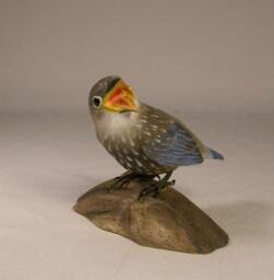 Baby Eastern Bluebird Carved Bird Basswood - thumbnail 1
