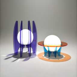 Set Of 2 Space Age Led Orb Lamps Retro Futuristic Mood Night Light