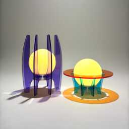 Set Of 2 Space Age Led Orb Lamps Retro Futuristic Mood Night Light - thumbnail 4