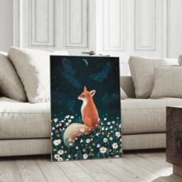 A2 A3 Enchanted Night - Stargazing Fox Art Print Spiritual Woodlands Woodland Animals Christmas Gifts Wildlife - thumbnail 3