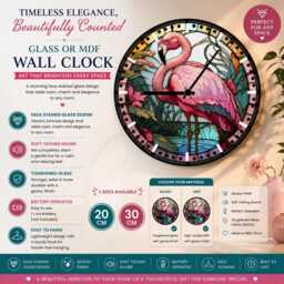Pink Flamingo Glass Or Mdf Wall Clock Faux Stained Decor