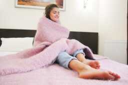 Pastel Pink Wool Blanket King Size Woven Blanket