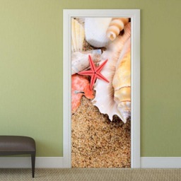 Sea Shells Door Sticker, Beach Wallpaper, Mural, Bedroom Living Room Home Decor, Wall Decor Mural - thumbnail 1