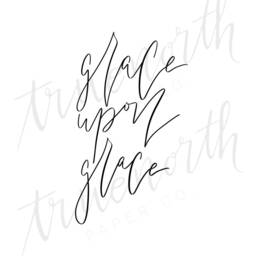 Grace Upon Print, Digital Download, Home Decor, Scripture Art, Wall Simple Modern Calligraphy, Lettered Print - thumbnail 3