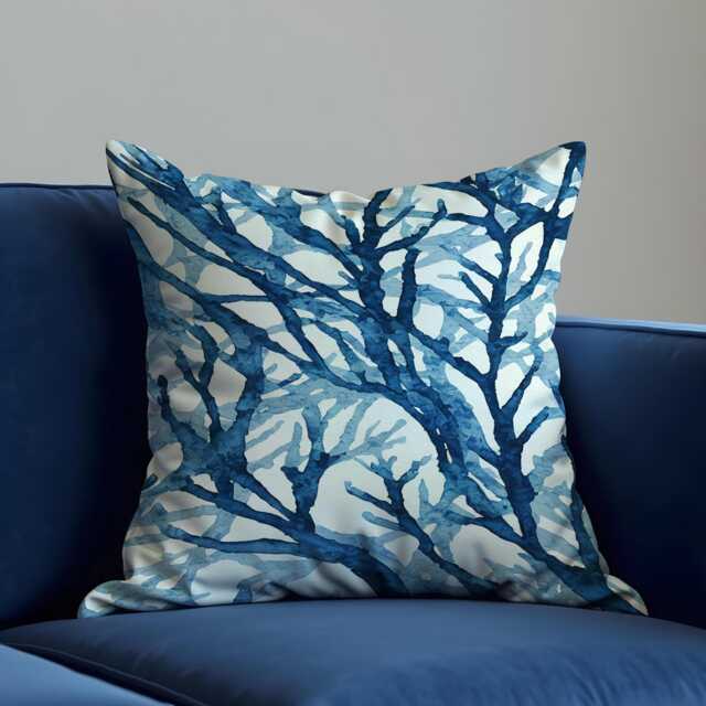 Blue Botanical Cushion Cover, Abstract Branch Pillow Case, Soft Decorative Throw Modern Sofa Living Room Decor - image 1