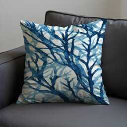 Blue Botanical Cushion Cover, Abstract Branch Pillow Case, Soft Decorative Throw Modern Sofa Living Room Decor - thumbnail 2