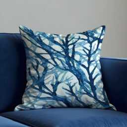 Blue Botanical Cushion Cover, Abstract Branch Pillow Case, Soft Decorative Throw Modern Sofa Living Room Decor