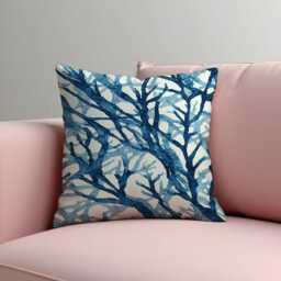 Blue Botanical Cushion Cover, Abstract Branch Pillow Case, Soft Decorative Throw Modern Sofa Living Room Decor - thumbnail 4