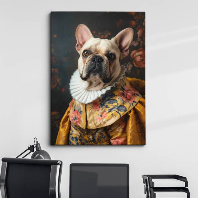 French Bulldog By Johannes Vermeer Framed Poster & Print Canvas Wall Decor Art Painting Bedroom Home Living Room Funny Animal Gift - image 1