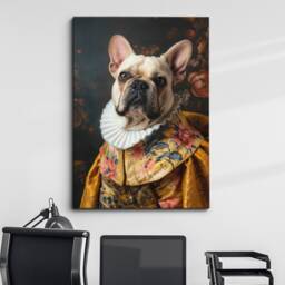 French Bulldog By Johannes Vermeer Framed Poster & Print Canvas Wall Decor Art Painting Bedroom Home Living Room Funny Animal Gift - thumbnail 1