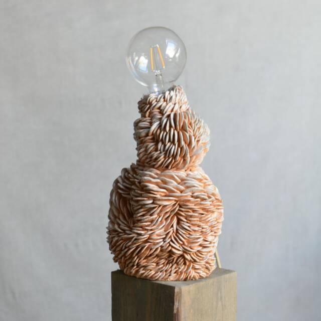 Coral Reef Inspired Ceramic Lamp, Handmade Abstract Beige Bedside Light, Artistic Modern Home Decor - image 1