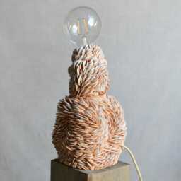 Coral Reef Inspired Ceramic Lamp, Handmade Abstract Beige Bedside Light, Artistic Modern Home Decor - thumbnail 3