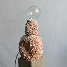 Coral Reef Inspired Ceramic Lamp, Handmade Abstract Beige Bedside Light, Artistic Modern Home Decor - thumbnail 2