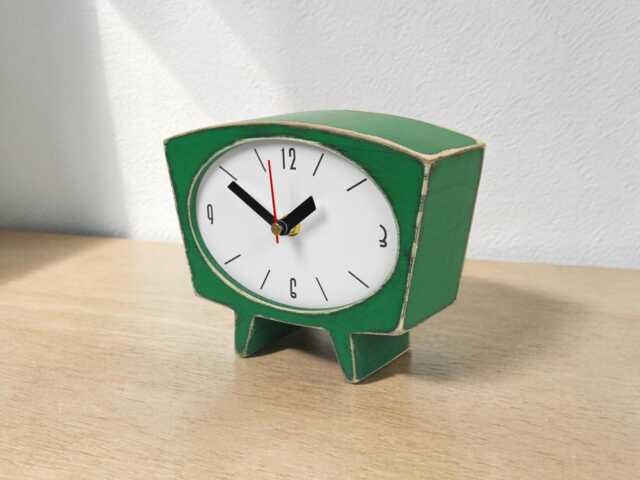 Green Wooden Desk Clock Silent Small Mid Century Vintage Decor - image 1