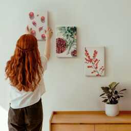 Canvas Wall Art Set Of 3 - Red Fruits & Plants in A Minimalist Style, Print On Canvas, Flowers Hanging Piece - thumbnail 3