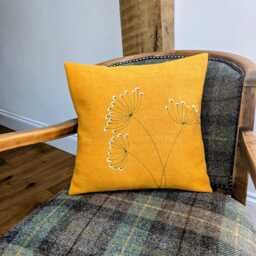 Harris Tweed Floral Embroidered Cushion Cover - thumbnail 3