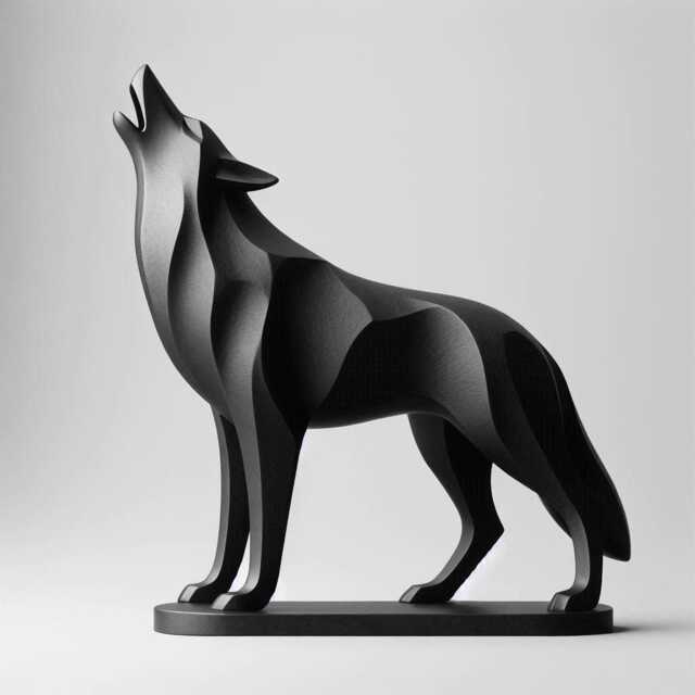 Minimalist Howling Wolf Sculpture Modern Home Decor - image 1