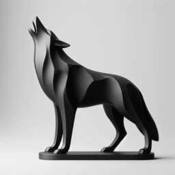 Minimalist Howling Wolf Sculpture Modern Home Decor - thumbnail 1