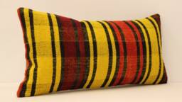 Kilim Pillow, 10x20 Lumbar Turkish Mudcloth Pillow Moroccan Boho Cover, 4Yef-155 - thumbnail 1