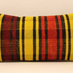 Kilim Pillow, 10x20 Lumbar Turkish Mudcloth Pillow Moroccan Boho Cover, 4Yef-155 - thumbnail 2