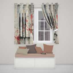 Three Shadow Figures On White Brick Graffiti Wall Distinctive Art Home Decor Readymade Eyelet Ring Top Thermal 100% Blackout Curtains - thumbnail 2