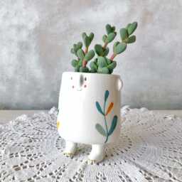 Gift Pot For Plant Lovers, Handmade Original Ceramic Character Planter - Cute Happy Face Pot, Indoor Flowers & Plants, Unique - thumbnail 2