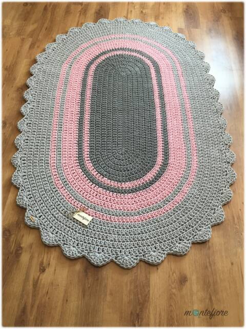 Oval Crochet Rug - Handmade Cotton Floor Decor - image 1